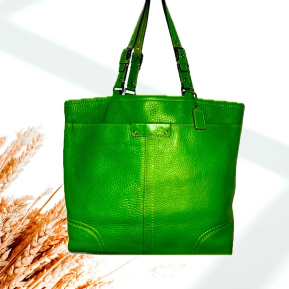 Coach Handbags - Coach Lime Green Leather Shoulder Bag Interior Dark Blue F13083